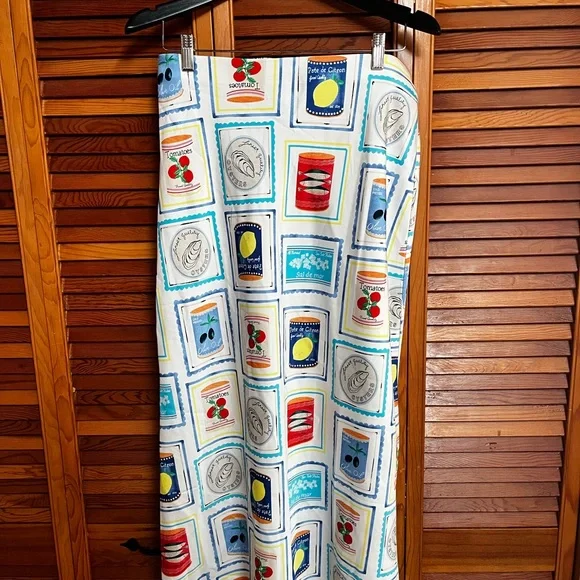 LOFT Summer Sardine Tomato Oyster Print Midi Skirt - Picture 1 of 7